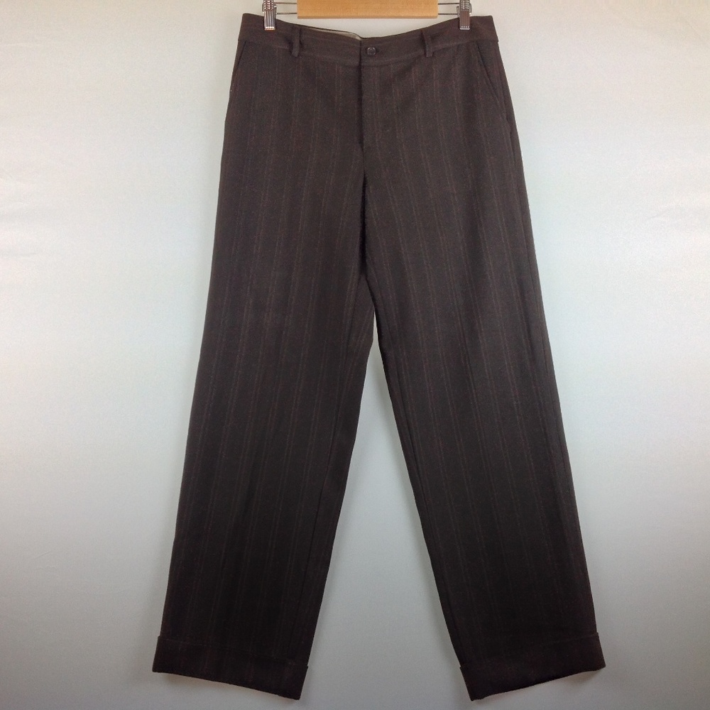 La Vita Dress Pants Women 12 Brown Pinstripe